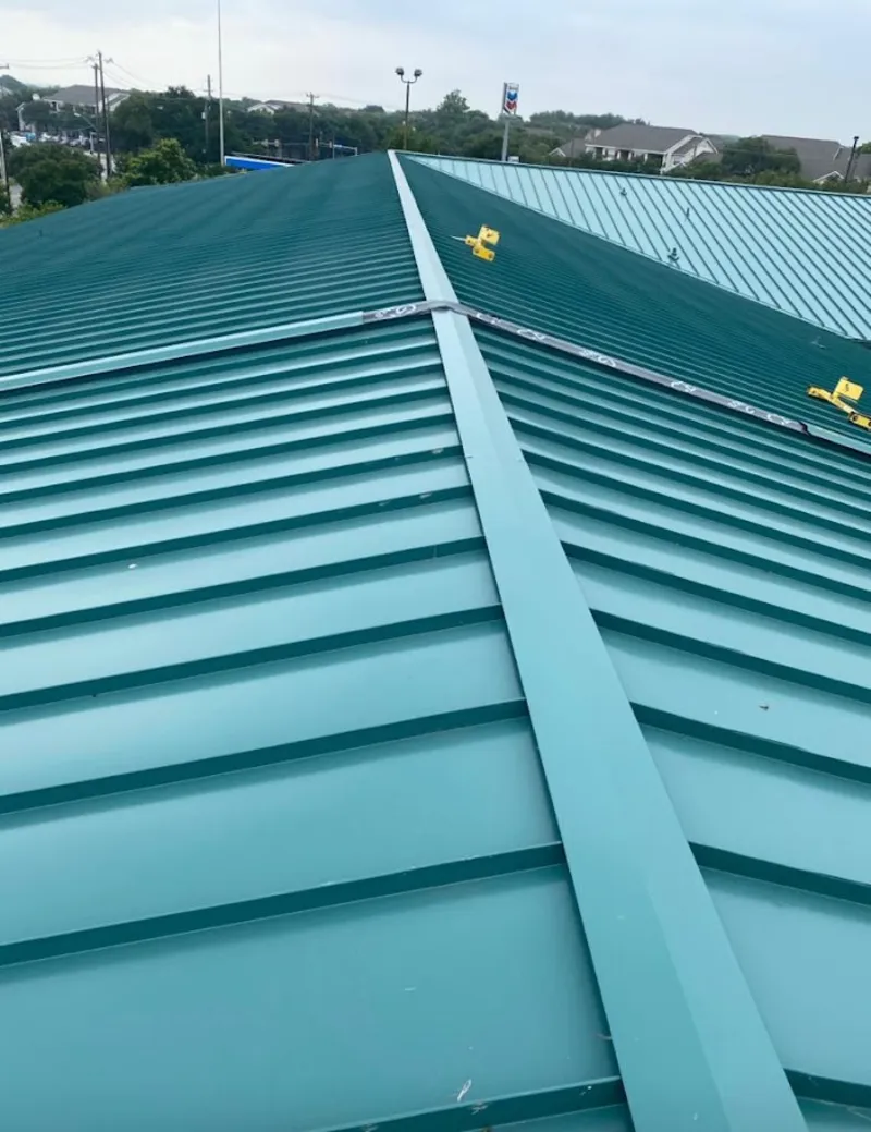 Green commercial metal roof ridge and valley for Metal Roof Repair in Silver Spring
